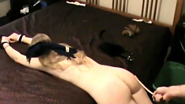 Tied, caned, fucked and feeded with cum