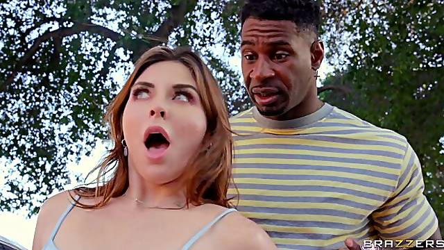 Hot-looking brunette Keira Croft likes interracial anal fuck