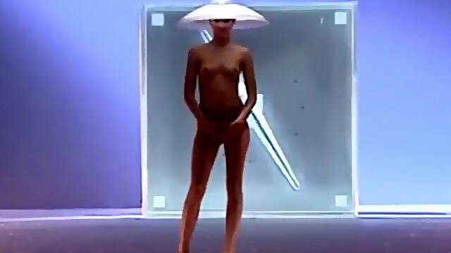 Only one naked model on fashion show