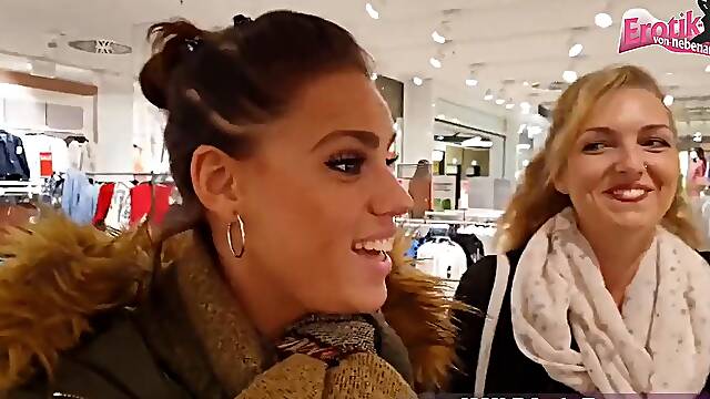 Double Penetration Threesome in Public Changing Room With Catalea