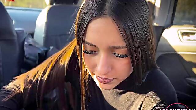 Mia Veloure Deep-Throats Stranger in Parking Lot Car