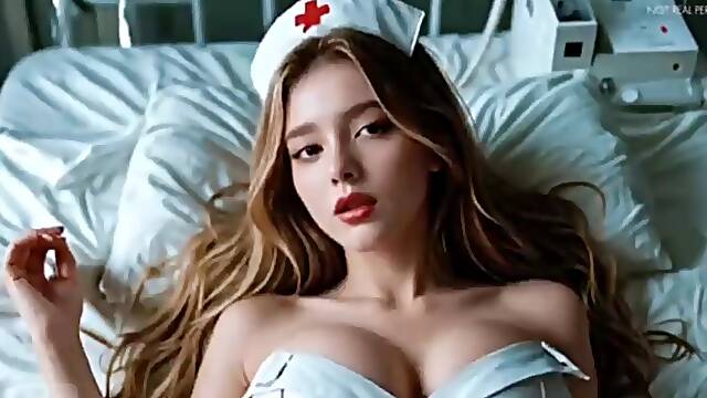 Nice nurse got ravage by thick boner at the sick sofa (AI vid)