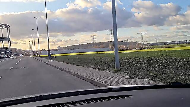 German Green Eyes Nubile Fuckslut Pick Up and chat to Screw by Stranger in his camper and gulp his blast
