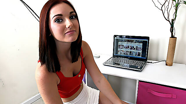 Natalie Lust undressing and rubbing her clit