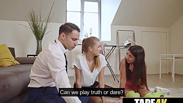 Lucky Dude Gets His Asshole Rimmed by Two Russian Beauties