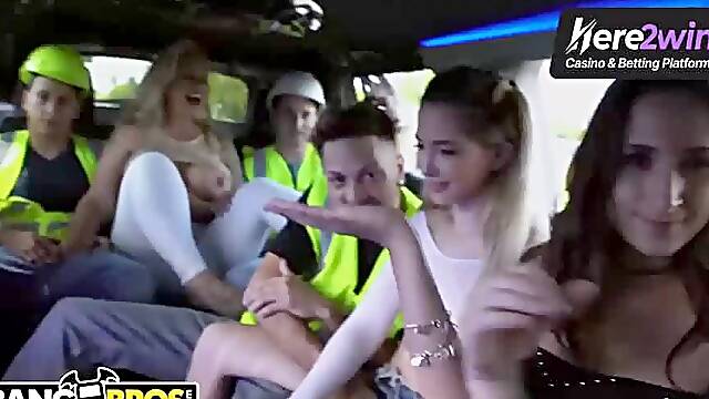 Hardcore gang bang-out with thick knockers and men
