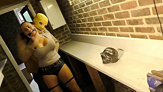 Gorgeous brunette got tied up by a kinky stranger, who just wanted to play with her