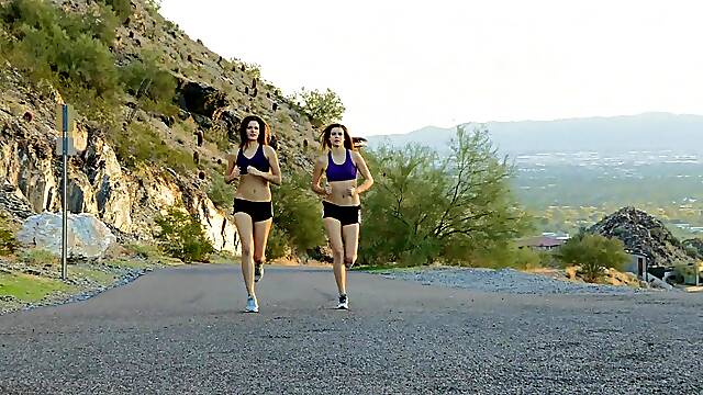 Nude lesbians flash their bodies on the road in reality video