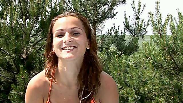 Pool time with a naked teen chick that loves her toys