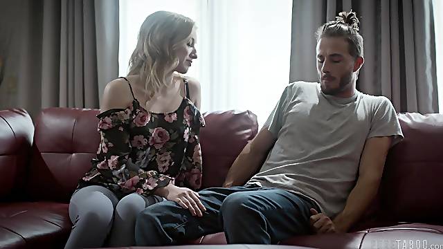 Sensual lovemaking in the livingroom with long hair Riley Reyes