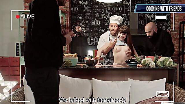 Luna Rival Tempts While Boyfriend Watches in Kitchen