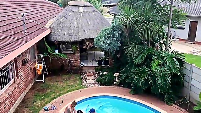 Caught a outdoor swimming pool fuckfest whilst flying my fpv drone