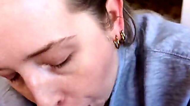 Shy whore squeezes out cum in front of neighbors