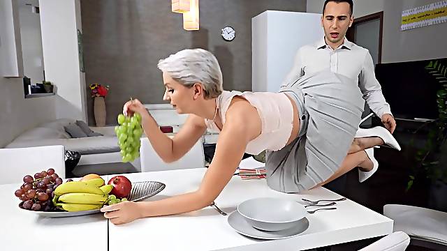 Thirsty blonde swallows a lot after rounds of merciless hard sex