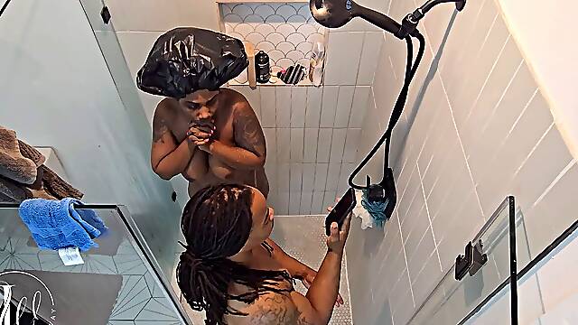 Smoking & deepthroating in the shower – BBC Deep Throat & Backshots Couple Lyric Sky & dreads Way