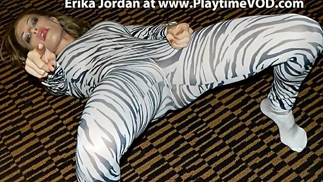 Erika Jordan Leopard Print Nylon Bodystocking with Seductive Jerk Off Encouragement Full Scene Video! You know I am going to make you cum for me!