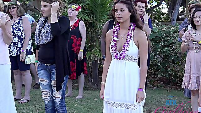 Kinky brunette moans while being fucked hard at the party