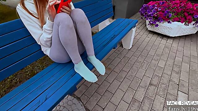 Outdoor Blowjob with New Strange Girl Near the Supermarket Ended in Shower