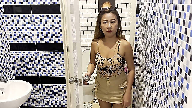 I Fucked an Asian Teacher in the Mouth and Pussy in the College Toilet, Real Homemade POV