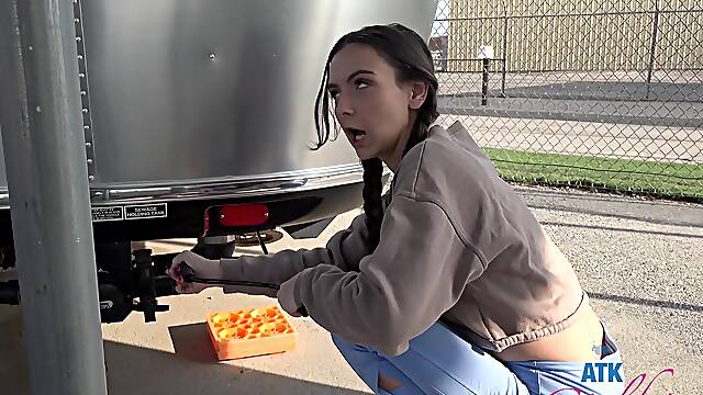 Playful teen Serena Hill gets fucked in jeans